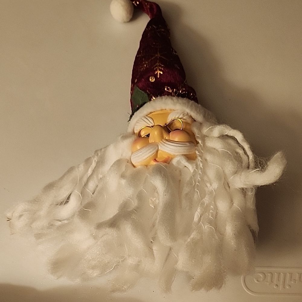Source Unknown Santa Ornament with Purple Hat
